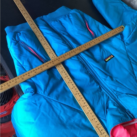 Vintage 90s Columbia Women's Reversible Blue Neon Pink Radical Sleeve Jacket M - Picture 3 of 6